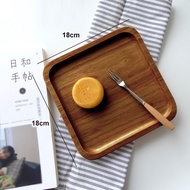 Solid wood serving tray japanese style platter food service plate dishes 18x18cm