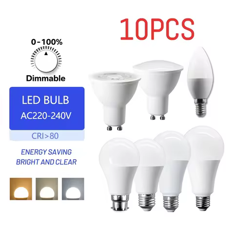 10Pack Multi-Base Dimmable LED Spotlights GU10 E27 B22 E14 220V 3000K 4000K Replace 50W Halogen Lamp