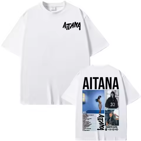 Aitana 2025 Music Merch T-Shirt – Handwritten Logo & Visual-Tracklist Collage Graphic Apparel for Mu