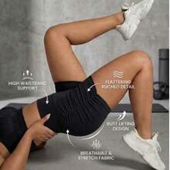 Plus Size 0XL-3XL High Waist Seamless Shaping Shorts For Women, Gray Side Pleated Waist & Abdomen Co