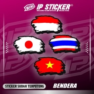 Flexible Vinyl Tear Flag Sticker Anti-Scratch 7x 4cm Vietnam Thailand Japan Flag Cool Japan/ Japan W