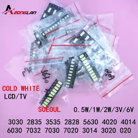 1W/0.5W SMD LED Kit 3V/6V 2835/3030/3535/4020/2828/6030/7020/7030/7032 Cold white For TV Backlight B