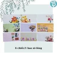 Envelopes, Floral Envelopes 17 x 9 cm (6 Pieces/Set) - Blueangel