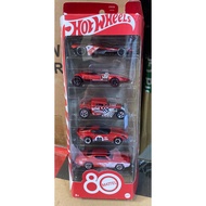 HOT WHEELS Alloy Car Mattel 80th Anniversary 80th 5 Piece Set