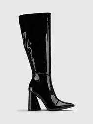 Cider Patent Pointed Toe Knee High Boots
