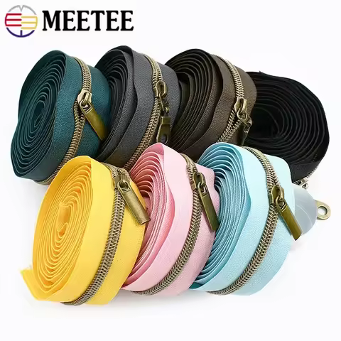 1-10M 5# Bronze Nylon Zippers + Slider Coat Clothes Zip Tape By Meter Bag Shoes Zipper Closure Repai