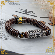 Vòng Tay Mã Não Lạt Ma Dzi 9 Mắt Tây Tạng Hạt Tay Gáo Dừa Mix Lục Tự Đại Minh Chú - Pháp Tâm