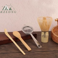 KELONG 4pcs Matcha Whisk Set handmade tre Matcha Whisk truyền thống trà Scoop sâu Scoop trà strainer