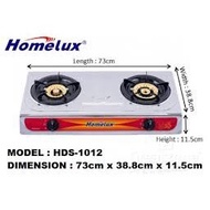 HOMELUX STAINLESS STEEL DOUBLE GAS STOVE (HDS-1012)