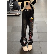baggy jeans men y2k y2k jeans Clown Graffiti Men's American Vibe Jeans - Casual Streetwear Wide Leg 