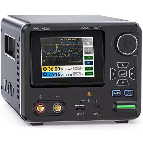 FNIRSI IPS3608 Smart Power Supply Adjustable DC 36V 8A 285W USB-C PD 3.0 QC 3.0 Fast Charging Multi-