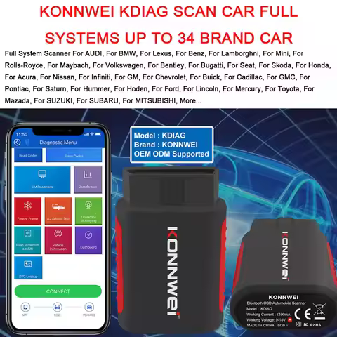 KONNWEI KDIAG Full System Auto Diagnostic Scanner Code Reader Oil Reset Battery Match Serivce SAS EP