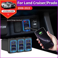 Car USB Quick Charger QC3.0 For Toyota Land Cruiser 200 Prado 150 Accessories Modified LC200 LC150 F