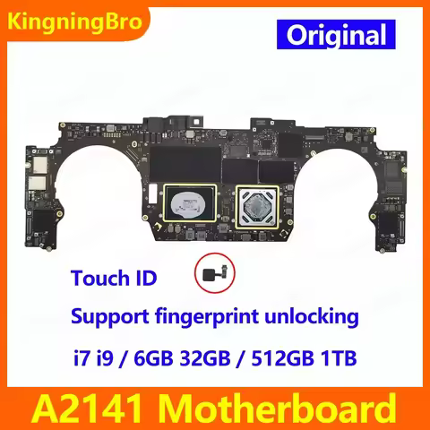 Original Motherboard For MacBook Pro 16" A2141 Logic Board With Touch ID i7 i9 16GB 32GB 820-01700-A