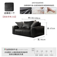 💯[in stock]💯意式三人位黑色真皮沙发牛皮客厅现代baxter豆腐块简约现代中古⚡