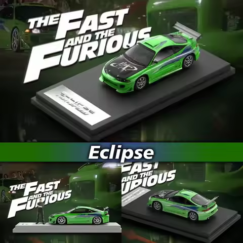FS In Stock 1:64 Robocar Eclipse D30 FNF Green Diecast Diorama Car Model Collection Miniature Fast S