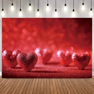 Valentine's Day Love Theme Photography Backdrop Romantic Red Heart Bokeh Wedding Anniversary Couple 