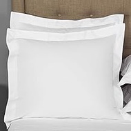 Crown Collection Euro White 600 Thread Count 100% Natural Cotton Pack of Two Euro 26 x 26 Pillow Shams Cushion Cover, Cases Super Soft Decorative White, European 26''x26'' Super Soft