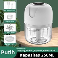 Blender Mini Elektrik 250ML 6 Pisau Super Tajam | Penggiling Daging & Bumbu Praktis