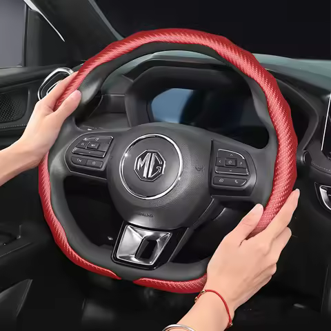 Suitable for Mg Carbon Fiber Texture Steering Wheel Cover with Snap-On Wave-Shaped Sports Design Pro