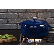 Lodge Enameled Enamel Cast Iron Dutch Oven Cooking Kitchen Pot, 6 Quart, Indigo Blue or Midnight Chrome Black