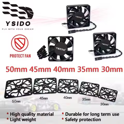 2PCS YSIDO 3010 3510 4010 4510 5010 RC Motor ESC Cooling Fan 30/35/40/45/50mm Protection cover for 1
