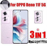 3 in 1 High Quality Full Cover Hydrogel Screen Protector Soft Protective Front Film OPPO Reno 11F 11 10 7 8T 8 Z Pro Plus 4G 5G Carbon Fiber Film &amp; Camera Lens Protector Film