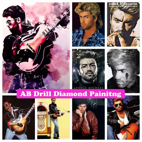 George Michael 5D DIY AB Drills Diamond Painting Mosaic Music Star Cross Stitch Kits Embroidery Rhin