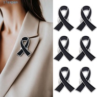 EXPEN Black Ribbon Pin, Awareness Melanoma Cancer Funeral Ribbon Badge Brooch, Simple Breast Cancer 