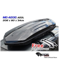 TAKA MD-420D Car Roof Box [Explorer Series] [XL Size] [Glossy Black] Cargo ROOFBOX