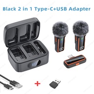 2.4G Wireless Lavalier Microphone AI Noise Cancelling Voice Changer Dual LED Display Charging Case D