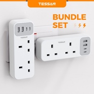 TESSAN Multi Plug Extension Adapter with Type C Extension Plug Power Socket with USB C Charger