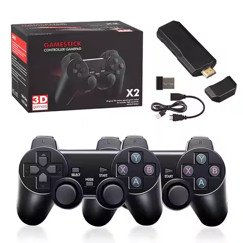 Wireless Retro Game Console, Game Stick X2. 30,000 built-in games, 28+ emulators, dual wireless cont