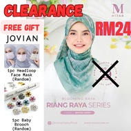 💯 MINAZ HIJAB Free Gift JOVIAN Face Mask Baby Brooch New Clearance Sale RIANG RAYA GREEN Bawal Cotto