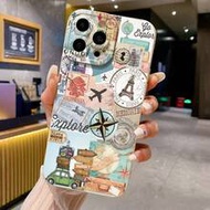 Travel Elements Shockproof Map & Airplane Printed Lightweight Shockproof Phone Case Compatible With 