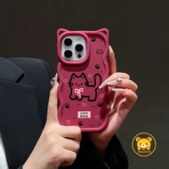 3D Wave Cat Ears Phone Case For Samsung Galaxy A73 A57 A56 A55 M55 F55 A54 A53 A52 A52S A51 A50 A50S