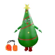 Ado)Inflatable Christmas Tree Costume Funny Clothes Christmas Tree Costume Air Blow-Up Suit Holiday 