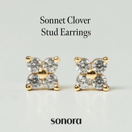 Sonora Sonnet Clover Stud Earrings, Serenade Collection, 18K Gold Plated 925 Sterling Silver