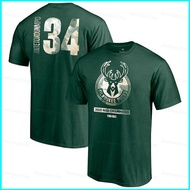 JX1 NBA Milwaukee Bucks Antetokounmpo Holiday Fan Tshirt Short Sleeve Round Neck Training wear Unise