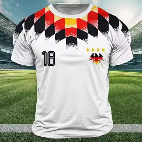 2026 Summer Germany National Flag Print T Shirt for Men Outdoor Jersey Sport Top Casual O-neck Loose