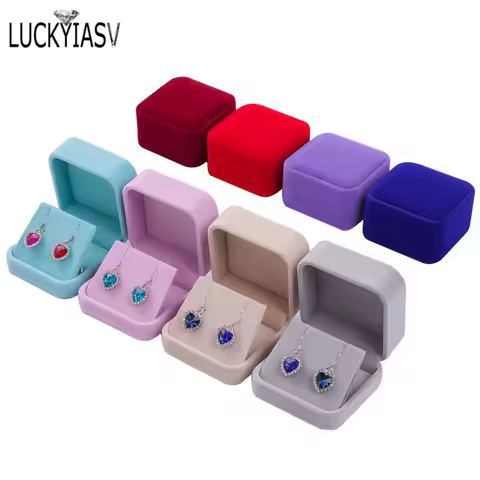 Flip Cover Jewelry Storage Boxes Earrings Pendant Jewelry Box Velvet Case Earrings Plastic Display B