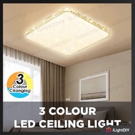 <3 COLOUR> SPARKLING DIAMOND EDGE ROUND(48W)/SQUARE(72W) 3 COLOUR MODERN LED CEILING LIGHT LED Light