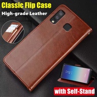 For Samsung Galaxy A8 Star 6.3 inch SM-G855F G885Y G885S G8858 Genuine Leather Case Vintage Wallet Simple Folding Flip Protective Case with Kickstand Card Holder Cover