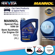 MANNOL 7512 Special Plus 10W-30 Semi Synthetic Engine Oil 4L – SIRIM Certified Car Petrol Engine Oil