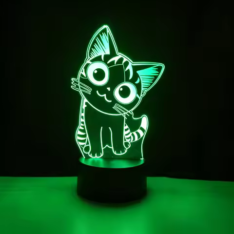 7/16 Colors LED Anime Lamp 3D Cat Night Light Kids Gift Funny USB Table Atmosphere Lamp for Children