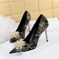 [Elizabeth] Black 34-43 [10cm and 7cm] [05] wedding heels - High women's shoes - BIGTREE Heels plain