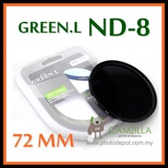 GREEN.L 72MM Neutral Density ND8 LENS FILTER