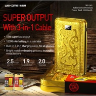 WEKOME WK DESIGN WP-265 Golden Sakin Series 10000mAh Power Bank 10W Fast Charging Bulit In Cable Typ