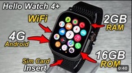 2025 OLED 368x448 Hello watch 4 + plus Hello plum sim 插卡上網4G電話 Wi-Fi 藍牙BT5.4 NFC Android 2+16G 智能手錶s
