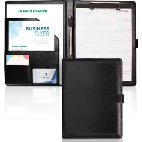 A4 Leather Clipboard Folder Padfolio Business Resume File Folder Padfolio Clipboard Interview Confer